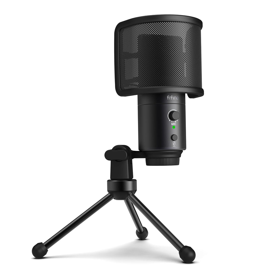 FIFINE Mikrofon PC Kondensator, Typ A/C USB mikrofon für MAC PS4 PS5, Microphone mit Ständer, Popfil