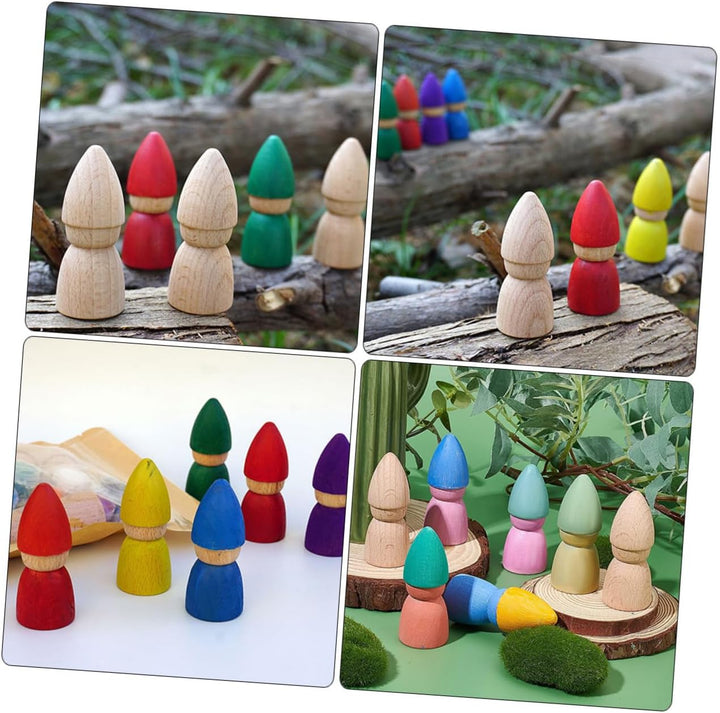 Gogogmee Selbstgemacht Holzpuppen Bastelset 8 Stück zum Bemalen Holzfiguren aus Holz für Kinder Krea