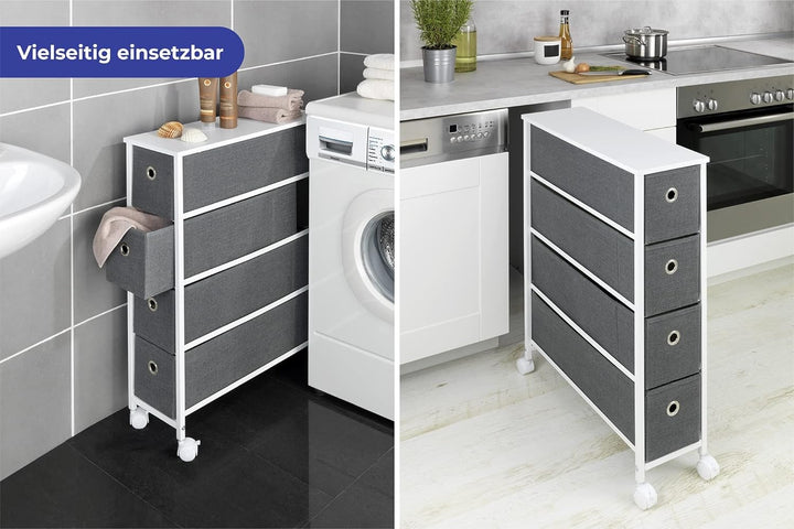 Maximex Nischenregal 4 Schubladen - Nischenregal mit 4 extra-tiefen Schubladen &amp; 4 leichtgängige Rol