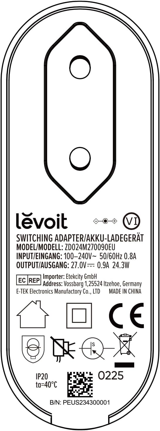 Levoit Original Adapter für den LVAC 200 Max Akku Staubsauger, Feuerfester Kunststoff LVAC 200 MAX A