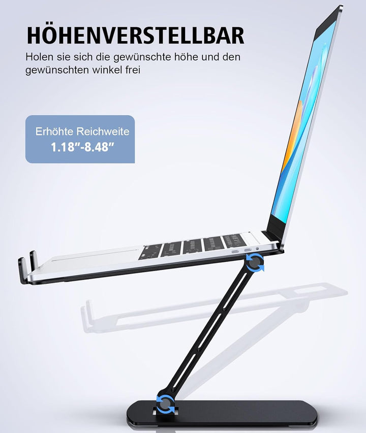 Glangeh Laptop Ständer Höhenverstellbar, Ergonomischer, Tragbarer Notebook Ständer für Schreibtisch,