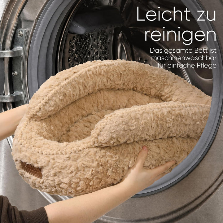 FUKUMARU Katzenbett, Katzenkorb mit erhöhtem Rand und niedriger Öffnung, Rutschfester Boden, weiche