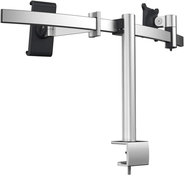 Durable Tischhalter für 1 Monitor 21-27" und 1 Tablet 7-13", mit Tischklemme, 360° drehbar, neigbar,