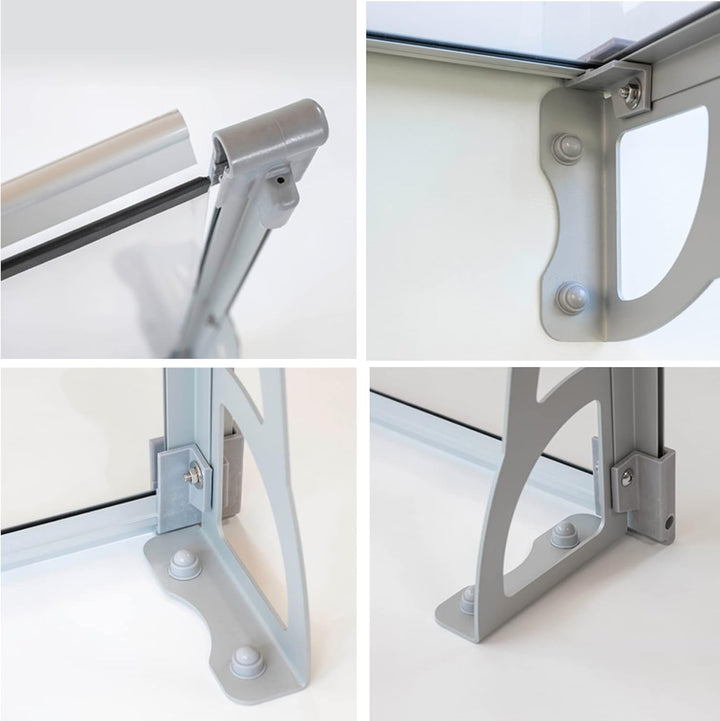 TrutzHolm® Aluminium Vordach Haustürvordach Pultvordach 150 x 90 cm Schneelast 95kg | Polycarbonatpl