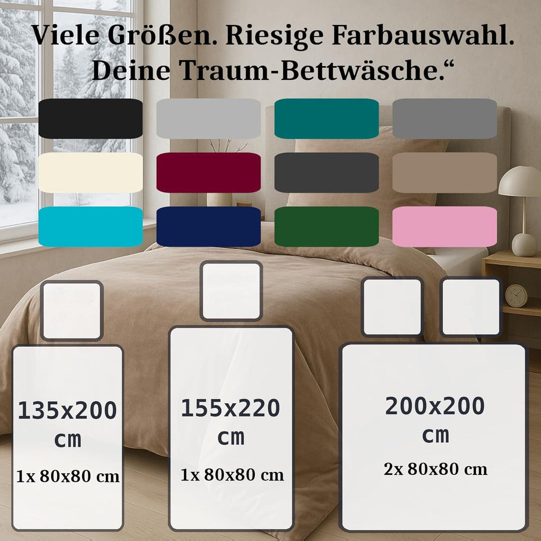 MALIKA Winter Plüsch Bettwäsche Nicky-Teddy Cashmere Coral Fleece 135x200 155x220 200, Grösse:155 x