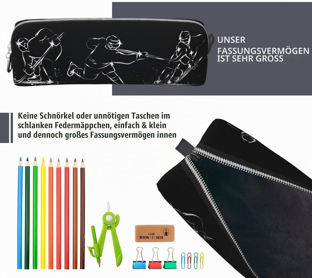 Federmäppchen Eishockeyspieler Eishockey Federmappe Etui für Jungen Mädchen Grosse Schulsachen Feder