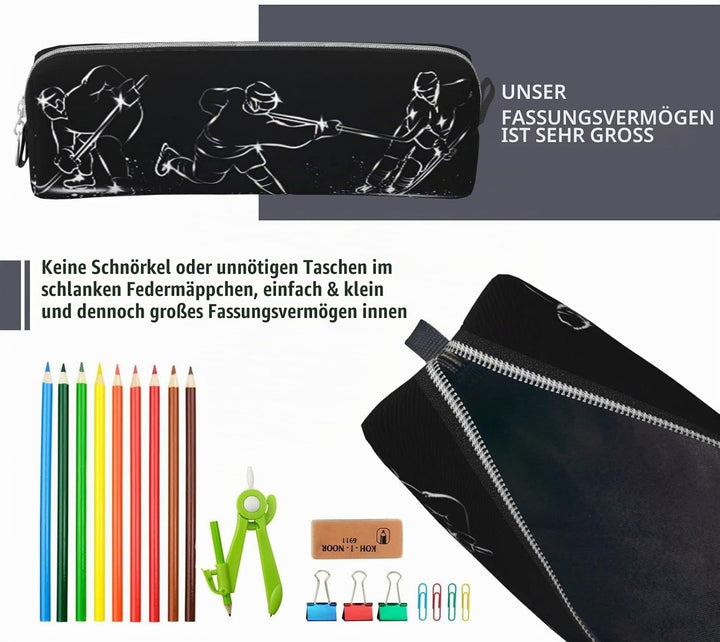 Federmäppchen Eishockeyspieler Eishockey Federmappe Etui für Jungen Mädchen Grosse Schulsachen Feder