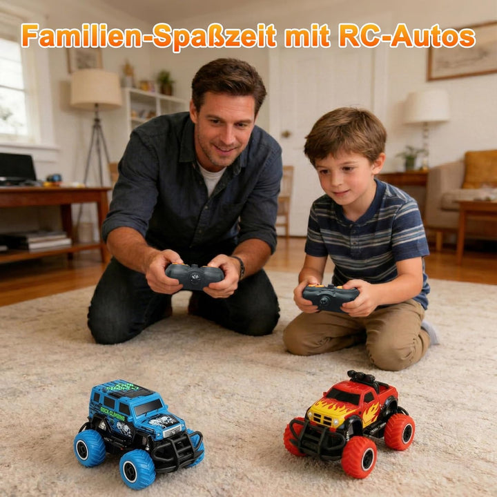 Pup Go 2er Set 2.4GHz RC Auto, Robuste ferngesteuerte Monstertrucks für Jungen und Mädchen Kinder 3-