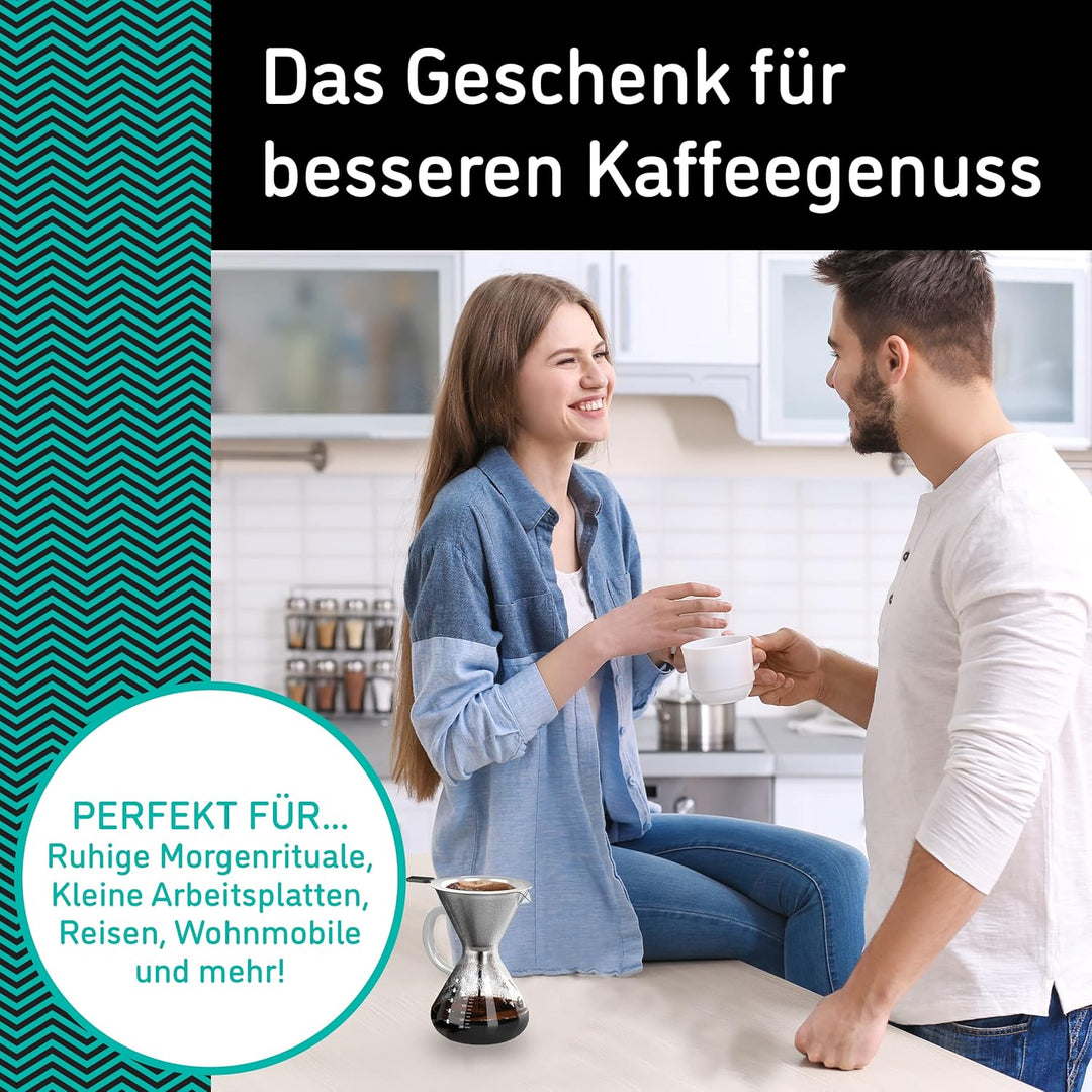 Coffee Gator Kaffeebereiter (800 ml) - Pour Over Kaffeebrüher für Filterkaffee - Glas Kaffeekanne mi