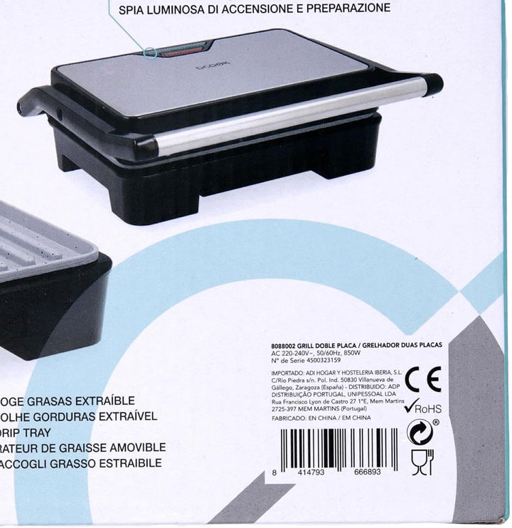 DCOOK Gallery Grill, Doppelplatte, 900 W, Schwingdeckel