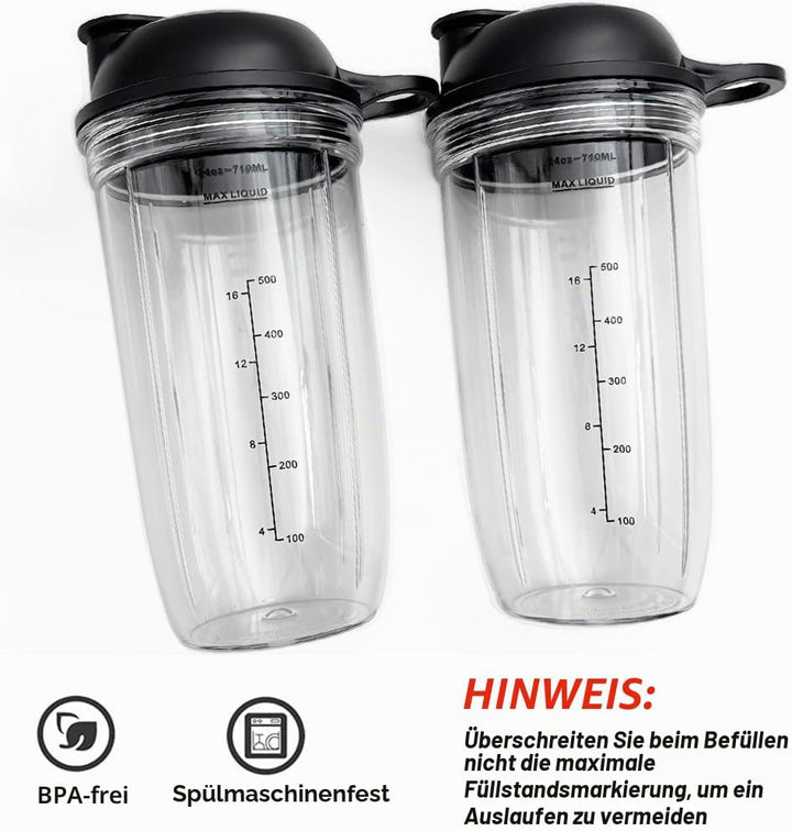 Mixer Becher und Deckel Zubehör für nutribullet Full Size Blender Combo 1200 Watt und 1000 Watt - 24