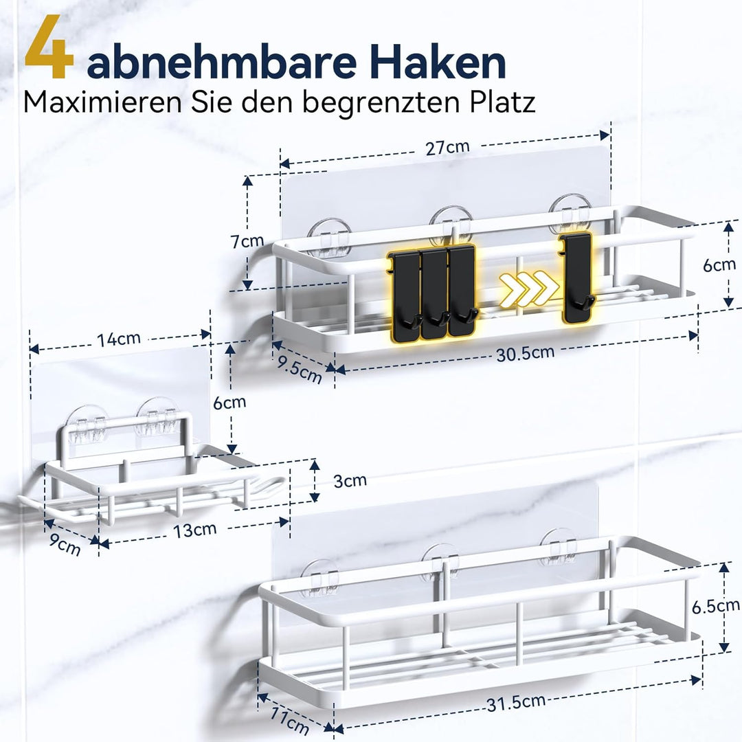 YASONIC Duschablage ohne Bohren Badezimmer Organizer, Badregal Duschregal ohne Bohren, Duschhalterun