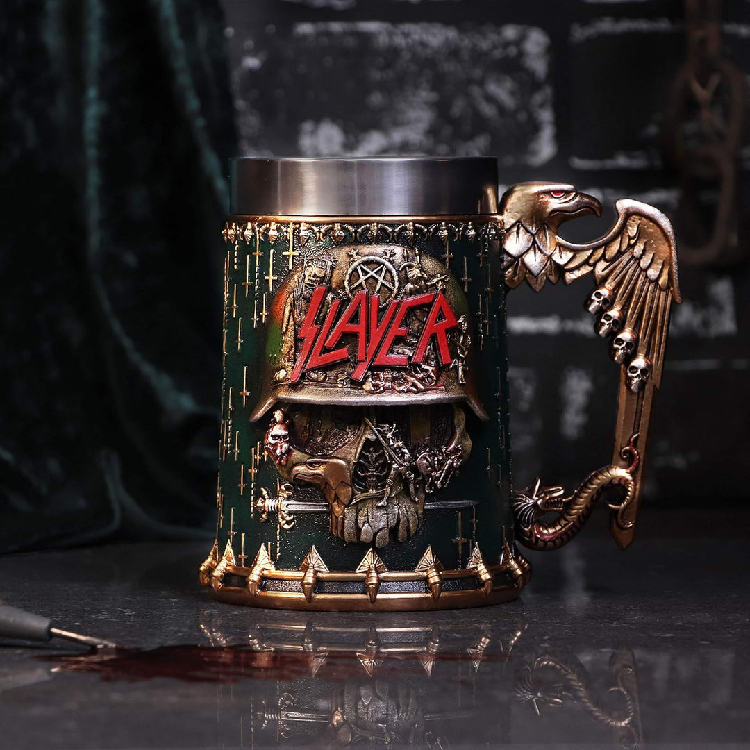 Nemesis Now Edelstahl Bierkrug mit Totenkopf-Logo, offizielles Lizenzprodukt, Gold, 16,5 cm