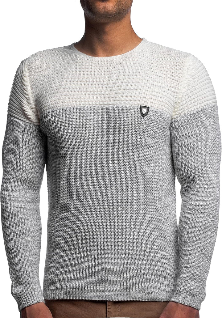 Karl´s People Herren Strick-Pullover Rundhals mit Logopatch | Männer Winter-Pullover |stylischer Her