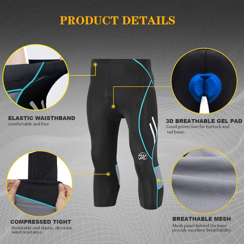 MEETWEE Herren 3/4 Radhose Fahrradhose, Kompression Radlerhose Leggings Radsport Hose für Männer Ela