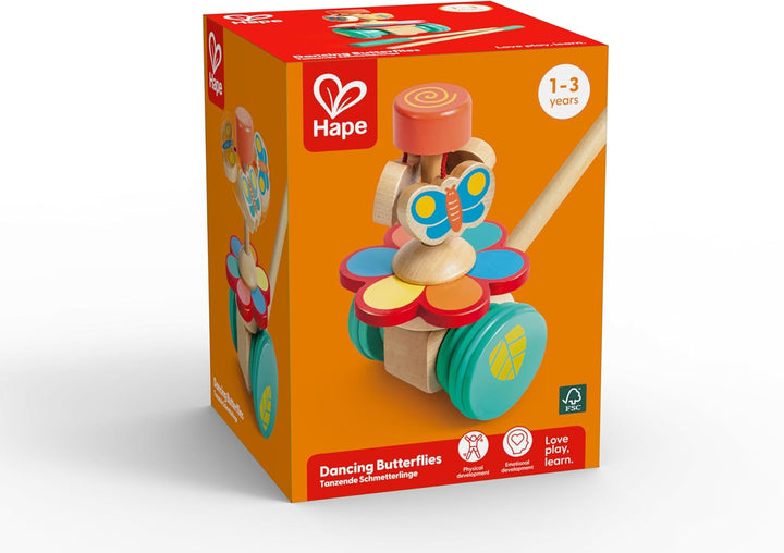 Hape Tanzende Schmetterlinge – Holz-Schiebespielzeug und Lauflernhilfe, flatternde Schmetterlinge be