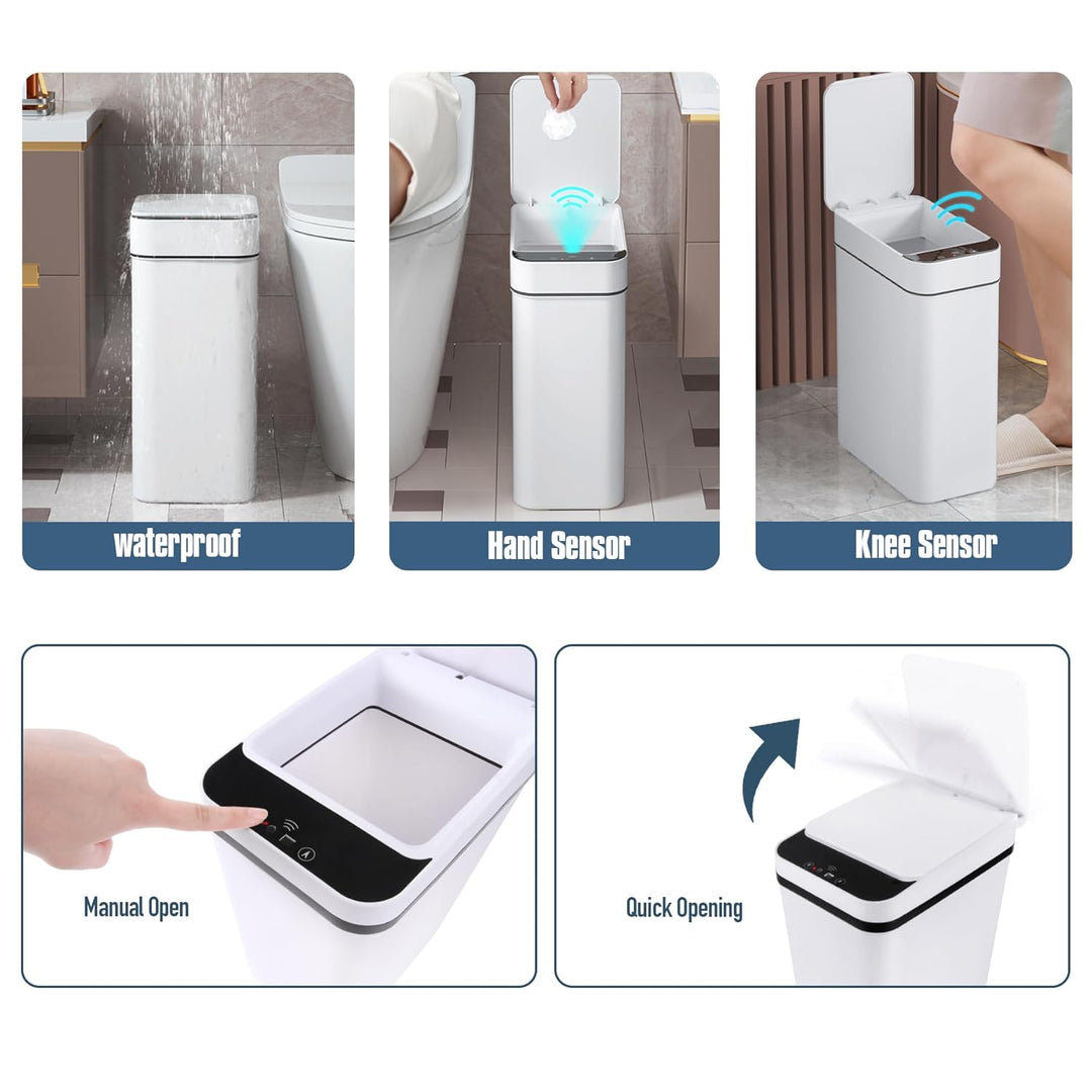 VicBre 12L Sensor Mülleimer mit Deckel, Touchless Wasserdicht Abfalleimer Automatischer Mülltonne fü