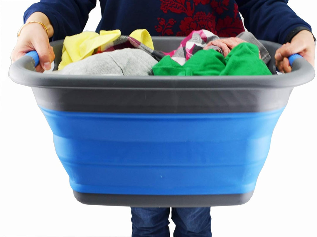 SAMMART 25L Faltbarer Wäschekorb/Wanne - Faltbarer Vorratsbehälter/Organizer - Tragbarer Waschbehält