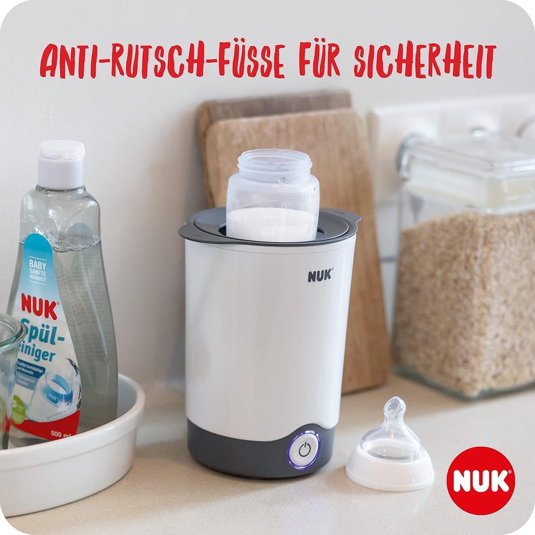 NUK Thermo Express Plus Flaschenwärmer + First Choice+ Flaschen Set (Rosa/Weiss, 3 Stück) – Erwärmt