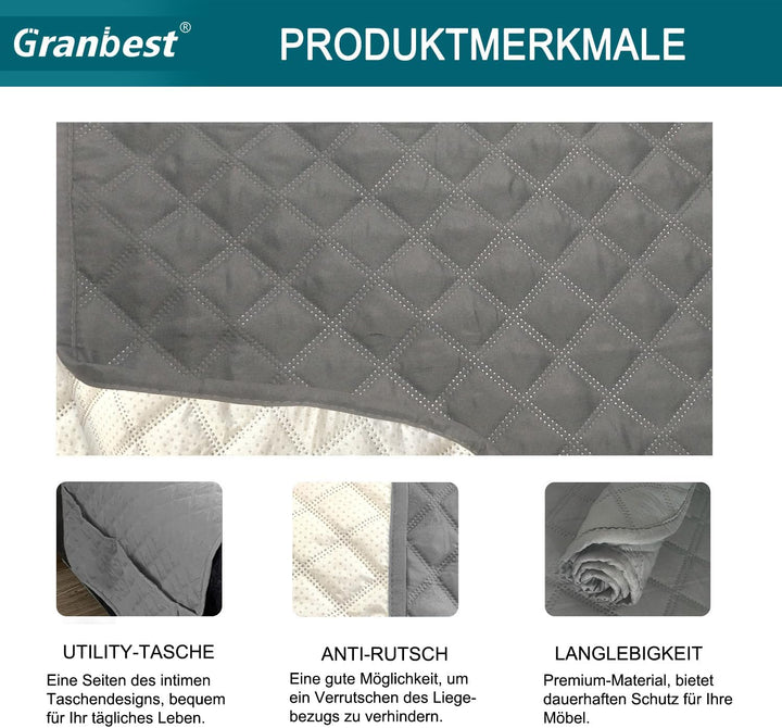 Granbest wasserdichte Sofabezug 1-Sitzer rutschfeste Sesselabdeckung mit Elastischen Riemen, Waschba
