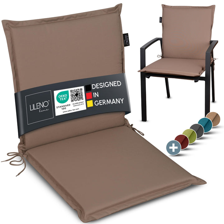 LILENO HOME Gartenstuhl Auflagen [1er Set - Niedriglehner] in Taupe - Bequeme Liegen als Sitzauflage