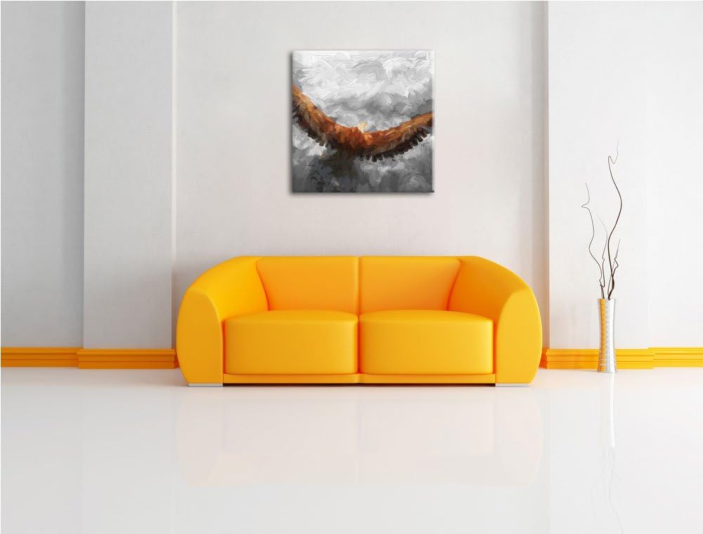 Pixxprint Adler mit leuchtenden Augen als Leinwandbild/Grösse: 70x70 cm/Wandbild/Kunstdruck/fertig b