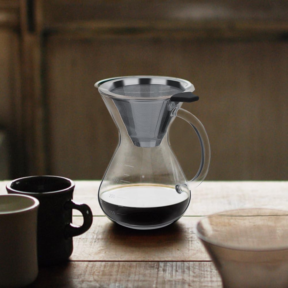 Pour Over Kaffeebrüher für Filterkaffee - Handfilter Kaffeebereiter mit Skala & Edelstahlfilter für