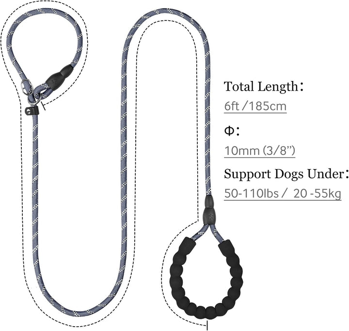 TagME Retrieverleine mit Zugstopp,Reflektierende Seilleine 185 cm Moxonleine,Weicher gepolsterter Gr