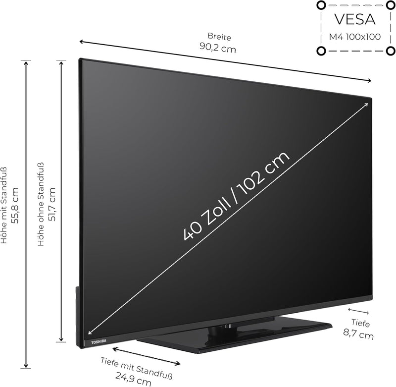 Toshiba 40 Zoll Fernseher Fire TV (Full HD, HDR, Smart TV, Triple-Tuner, Alexa Built-In, Bluetooth)