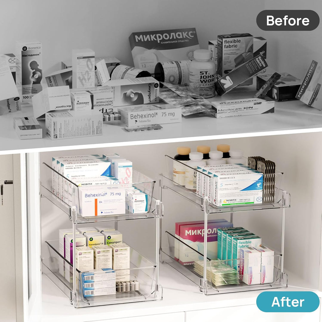 Vtopmart Multifunktionale Spülschrank Organizer, 2 Pack Küchenschrank Organizer, Doppelschicht Unter