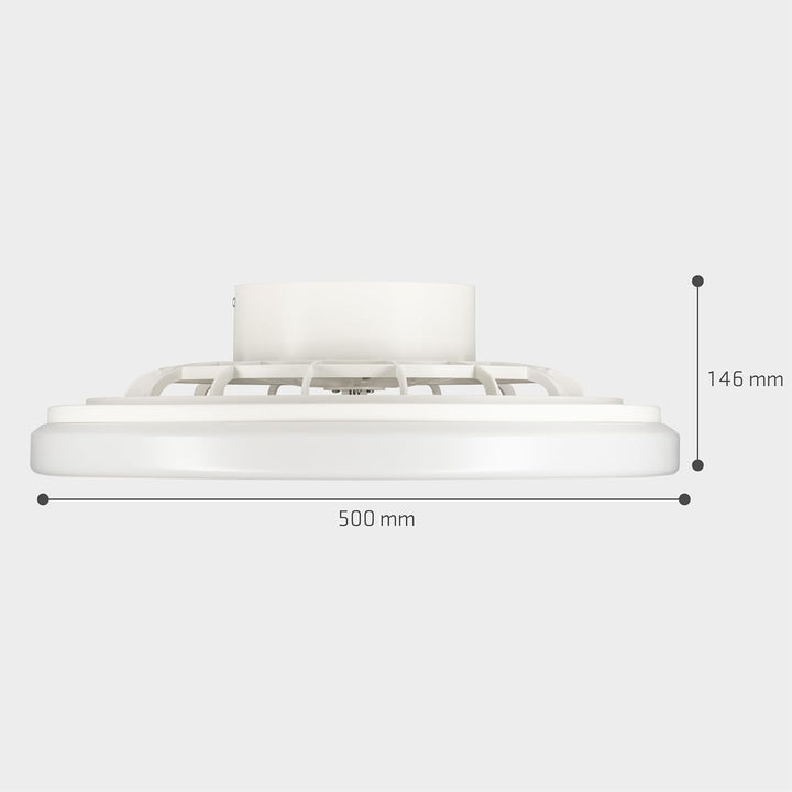 Proventa Deckenventilator mit Beleuchtung 45W - Ø 48cm, dimmbare LED Deckenleuchte mit Ventilator, w