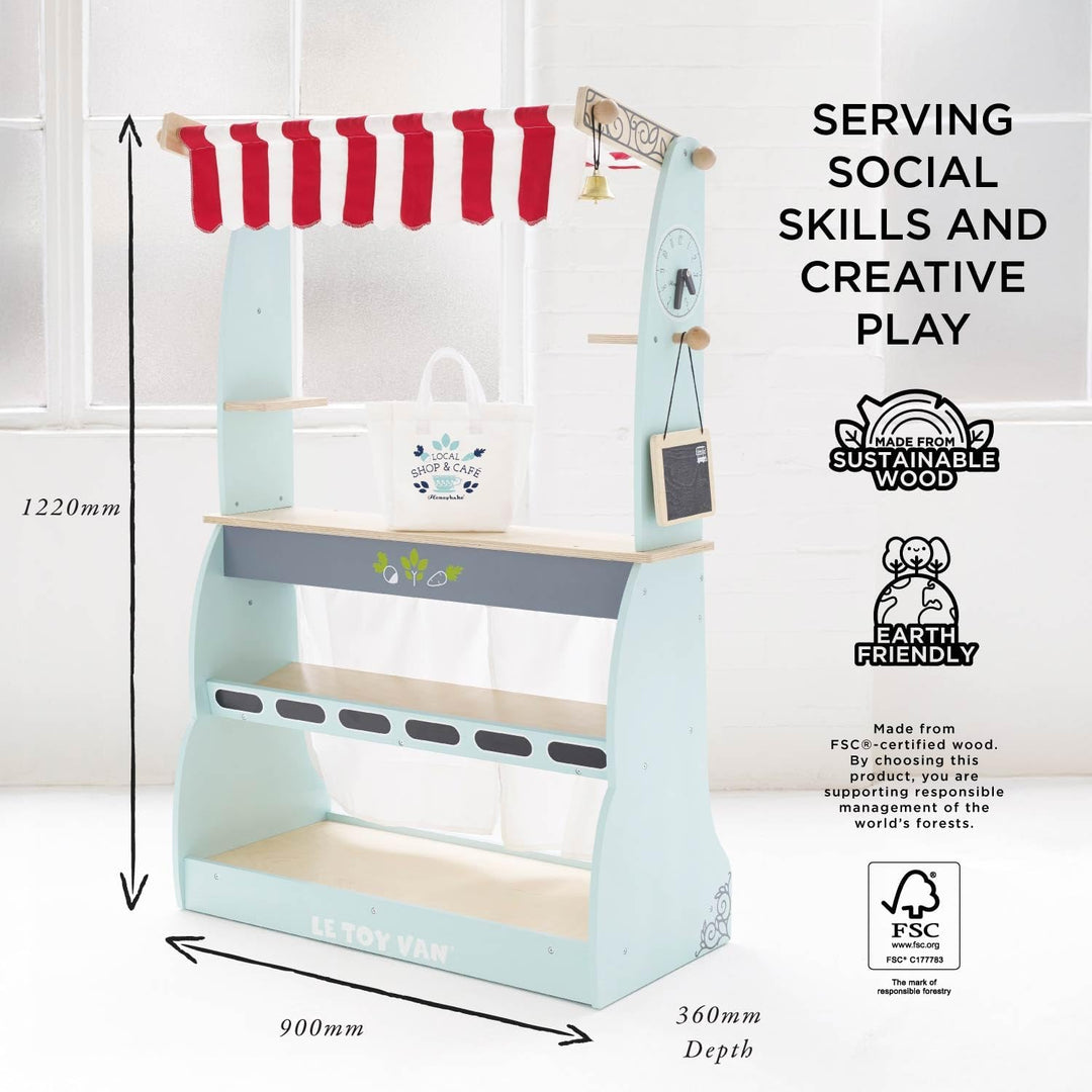 Le Toy Van – Honeybake Laden und Kaffeestand-Rollenspiel aus Holz für Kinder | Café oder Supermarkt-