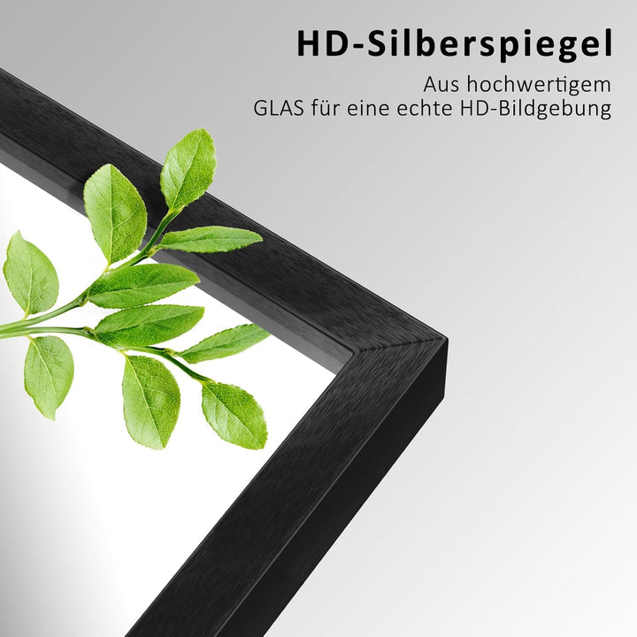 Wandspiegel,Spiegel gross Schwarz Rechteckiger Edelstahl Kosmetikspiegel und Splitterschutz für Bade