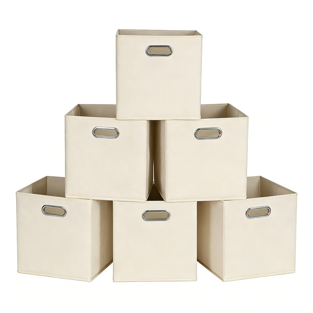 Kongming Kallax Einsatz 6er Set Aufbewahrungsbox Stoff mit Griff Faltbar Aufbewahrungsbox 28x28x28 c