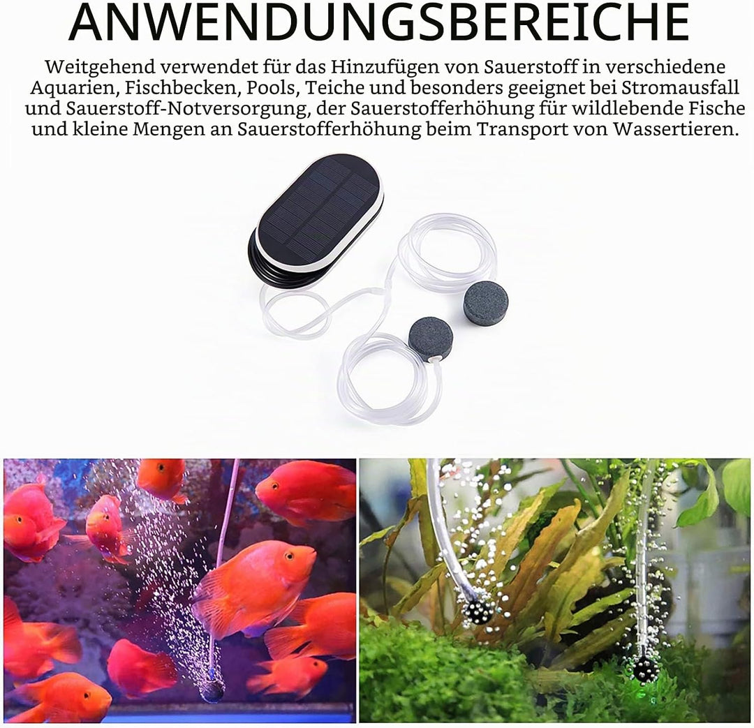 SUNJULY Teichbelüfter Solar, 3 Arbeitsmodi, Leise Einstellbar Aquarium Luftpumpe Sauerstoffpumpe für