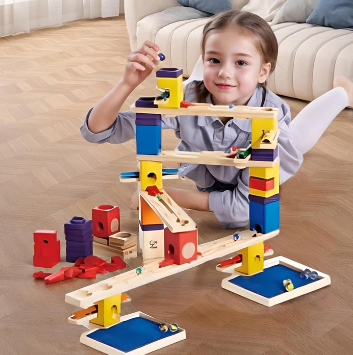 Hape Quadrilla Music Motion, Murmelbahn Set aus Holz, ab 4 Jahre