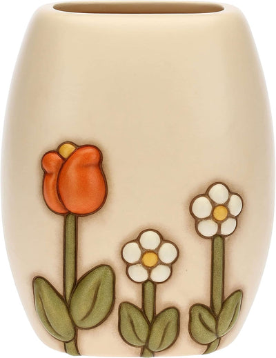 THUN, Vase aus Keramik, handverziert, mit konischer Blumendekoration, mittlere Version, Linie Happy