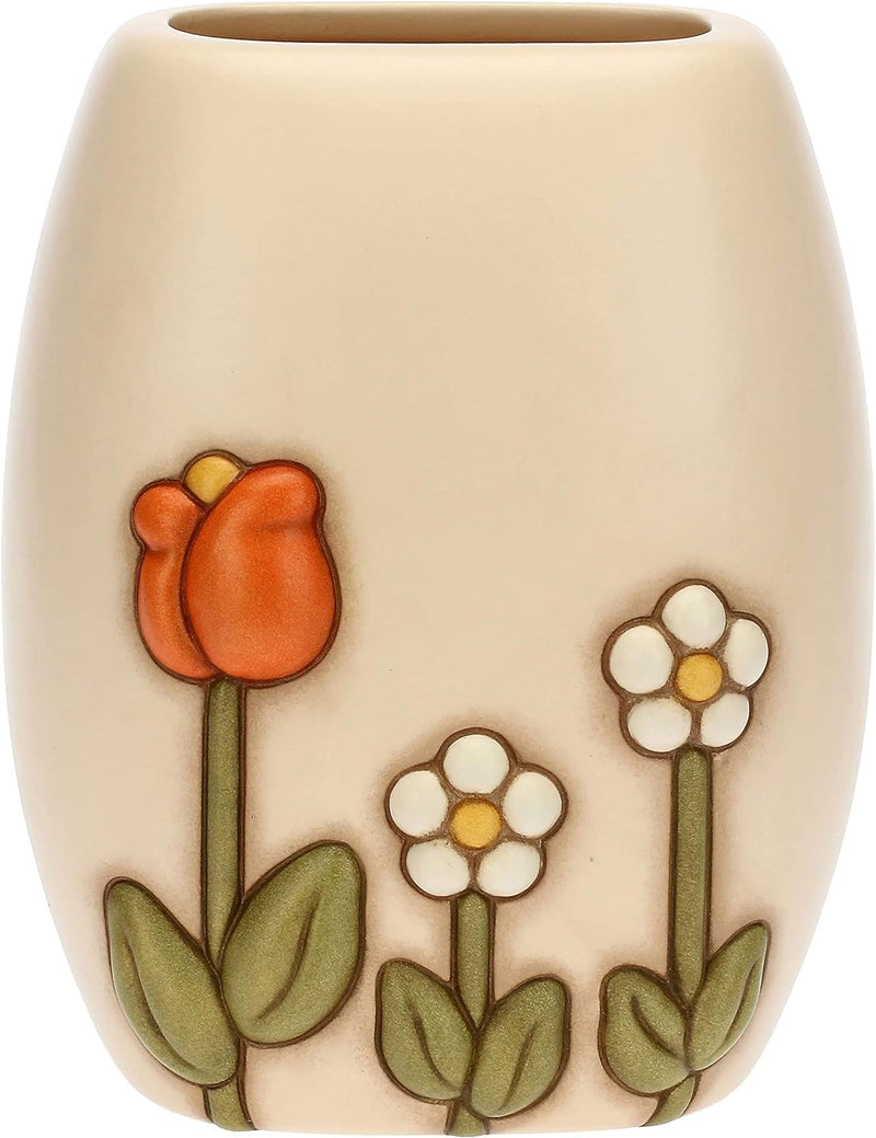 THUN, Vase aus Keramik, handverziert, mit konischer Blumendekoration, mittlere Version, Linie Happy