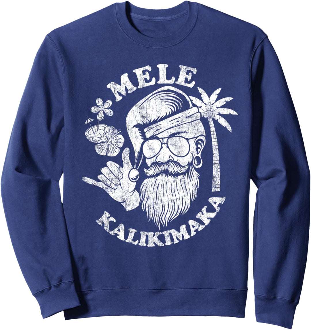 Old School Christmas Santa Shaka Hawaii Mele Kalikimaka Sweatshirt
