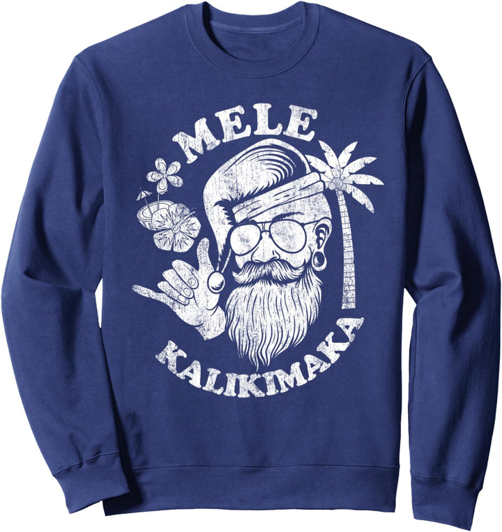 Old School Christmas Santa Shaka Hawaii Mele Kalikimaka Sweatshirt