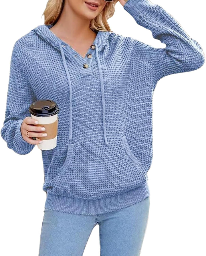 TrendiMax Hoodie Damen Strickpullover Kapuzenpullover Herbst Übergangs Sweatshirt Langarm Pullover D