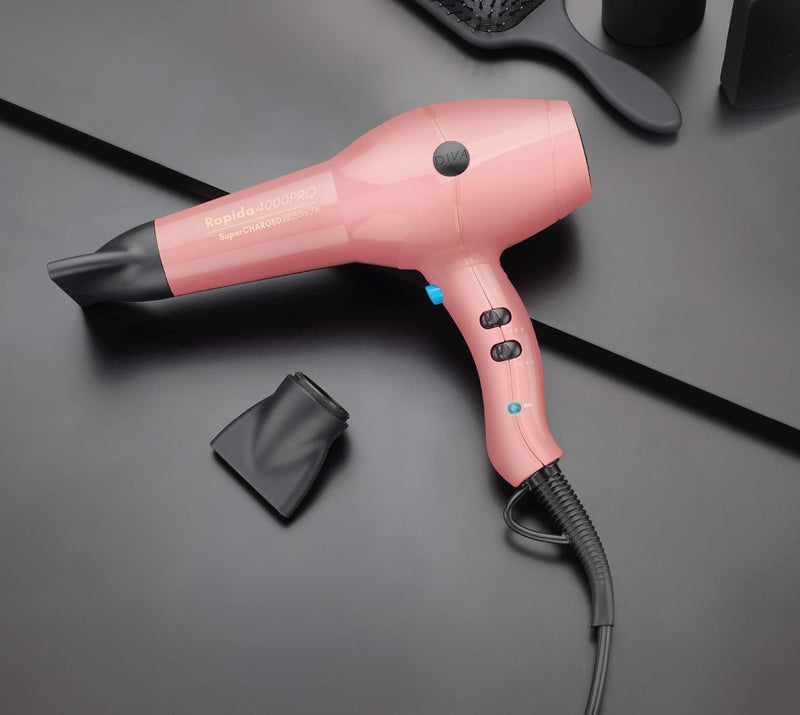 Diva PRO114 Pro Styling Rapida 4000 Pro- Haartrockner- 4 Hitze- und 2 Gebläseeinstellungen- Kaltluft