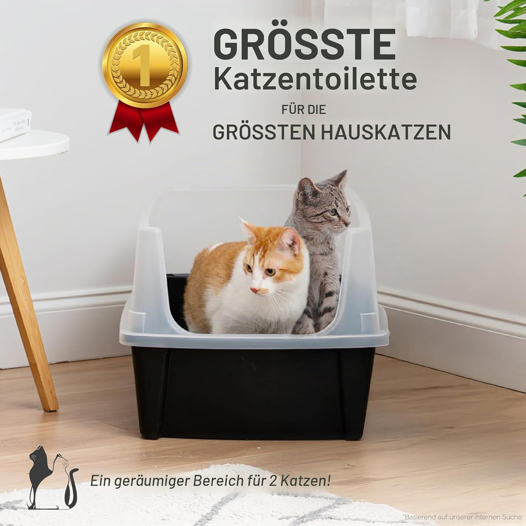 Iris Ohyama, XXL Katzenklo, Katzentoilette Hoher Rand, Schwarz, Grosses Katzenklo, Abnehmbare Ränder