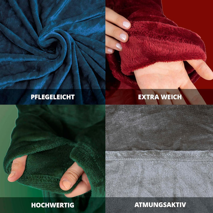 Walser Kuscheldecke flauschig, Decke mit Ärmeln Auszeichnung Sehr Gut*, Flauschige Couchdecke XL, wa