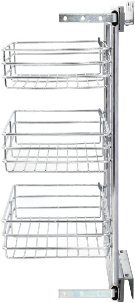 INLIFE 3-stufiger Ausziehbarer Küchen-Drahtkorb Silbern 47x25x56 cm,6.7kg,50969