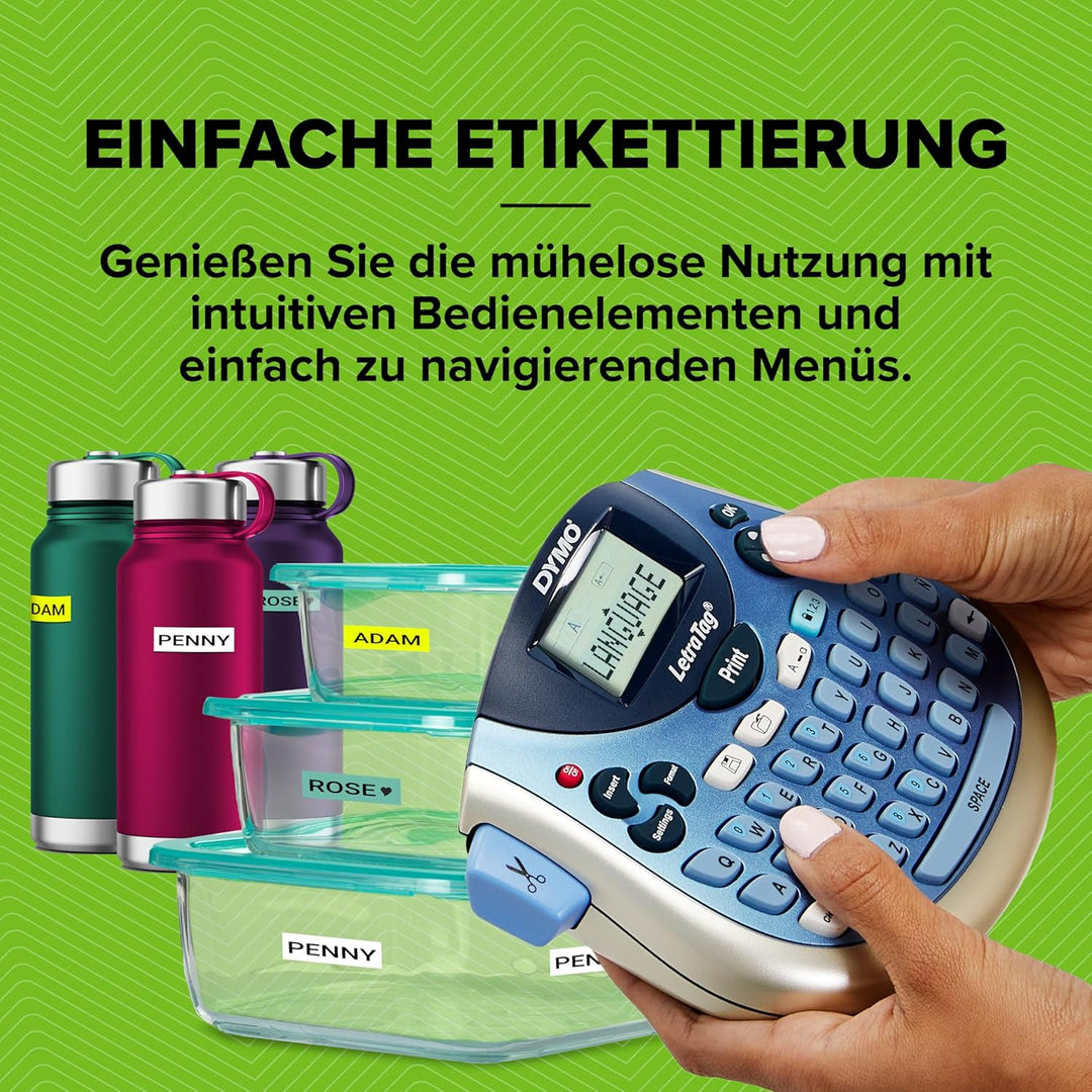 DYMO LetraTag LT-100T Beschriftungsgerät | Tragbares Etikettiergerät mit QWERTZ Tastatur | silber |
