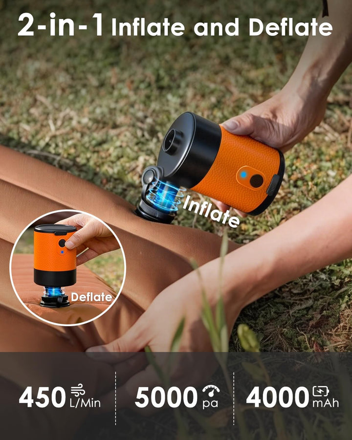 Mojimdo Mini Elektrische Luftpumpe Akku 4000 mAh – Tragbare Pumpe, 5000 Pa, 450 L/Min, Kabellos, 2-i