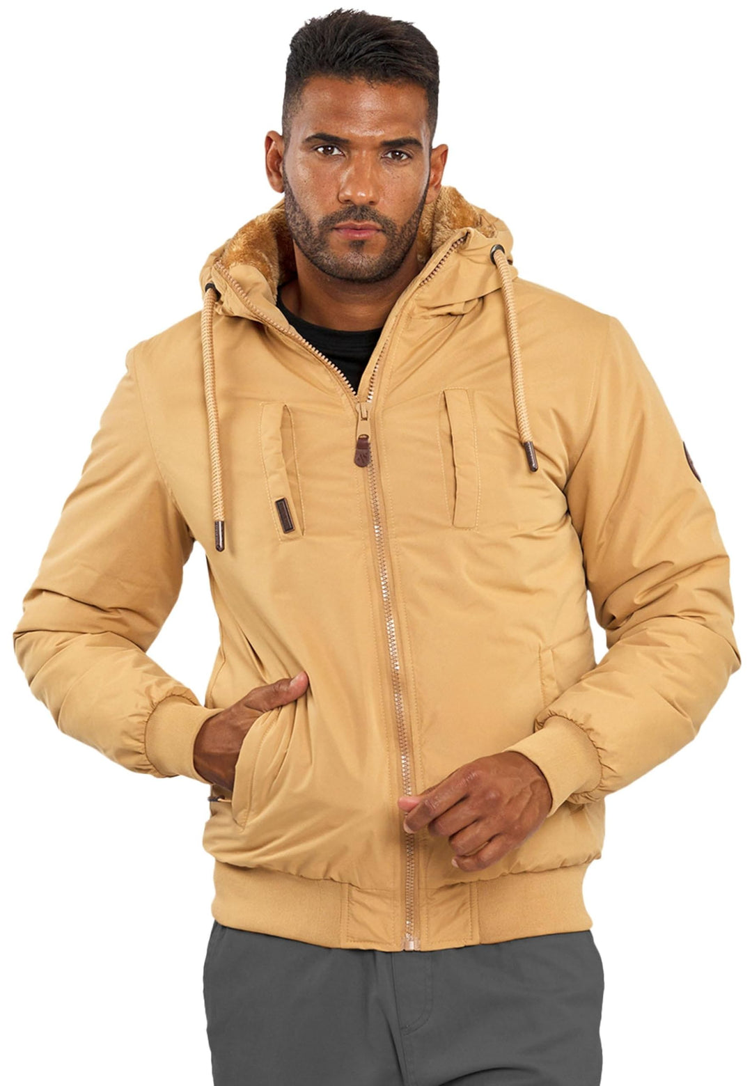 ALESSANDRO SALVARINI Herren Winterjacke (S-3XL) mit Kapuze - Teddyfleece innen komplett, Winddicht,