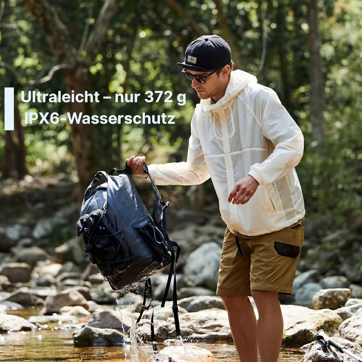 AlpPack 20L Ultraleichter Rucksack – Wasserdichter Rolltop Drybag für Wandern, Trekking, Reisen, Sta