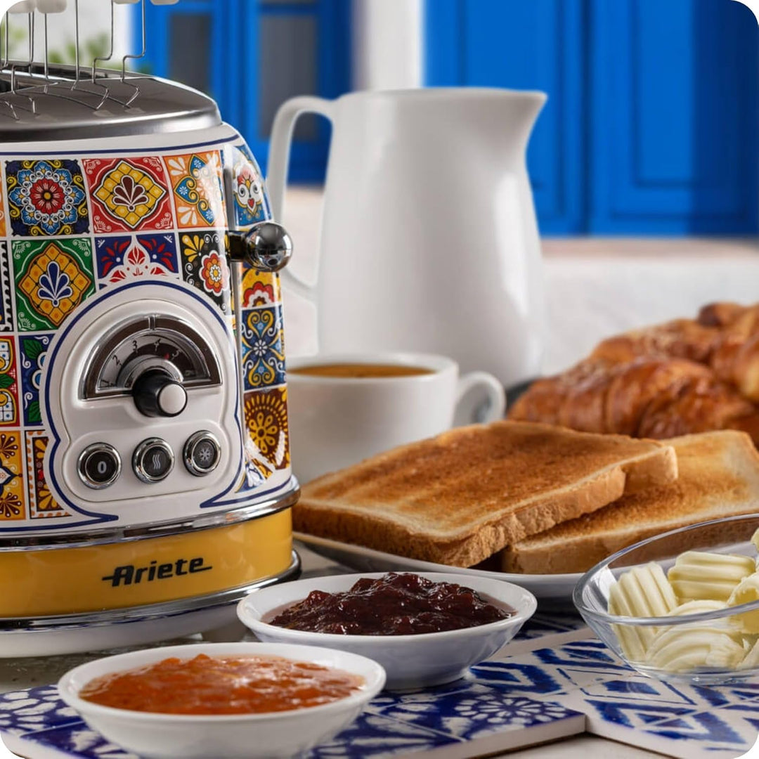 Ariete Positano 155, 2-Scheiben-Toaster, Toaster mit 6 Toaststufen, Automatischer Auswurf, Auftaufun